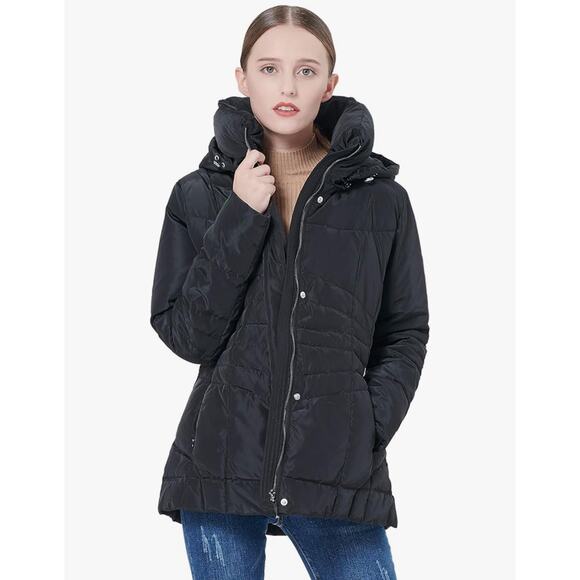 Orolay Down Filled Puffer Coat Black 2XL Hooded Winter Snow Skiing Outdoors - Picture 1 of 16